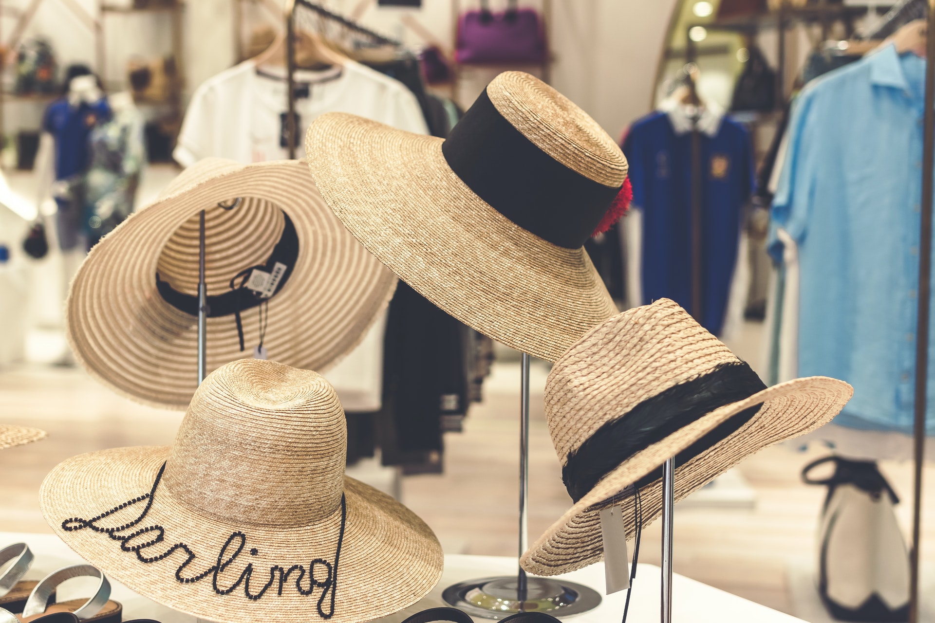 4 hats standing in retail store for apparel clothing hats counterpoint sql